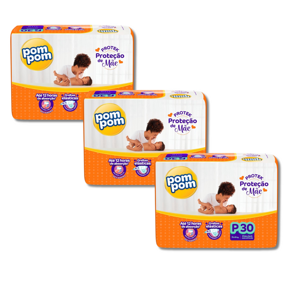 Kit 3x Fralda Pom Pom Protek Proteção de Mãe Jumbo Tamanhos