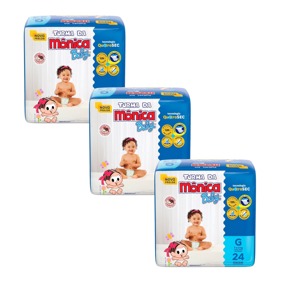 3X TURMA DA MÔNICA FRALDA JUMBO