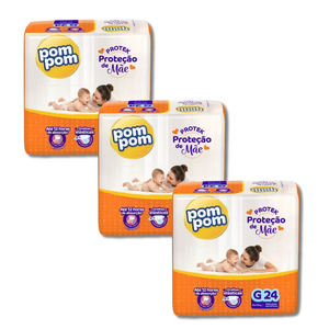 Kit 3x Fralda Pom Pom Protek Proteção de Mãe Jumbo Tamanhos