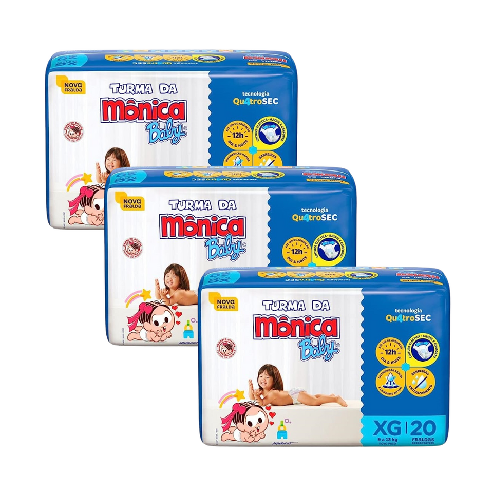 3X TURMA DA MÔNICA FRALDA JUMBO