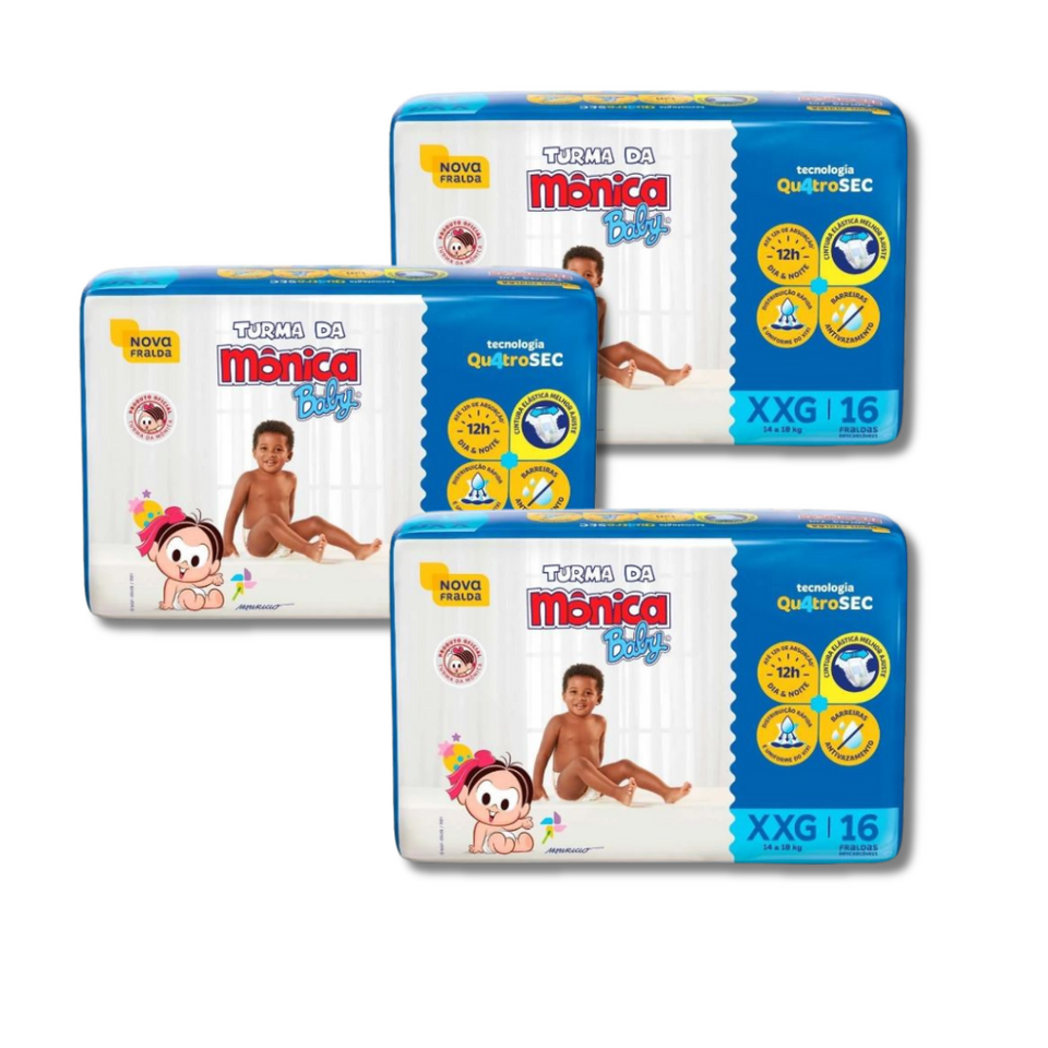 3X TURMA DA MÔNICA FRALDA JUMBO