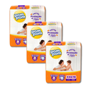 Kit 3x Fralda Pom Pom Protek Proteção de Mãe Jumbo Tamanhos