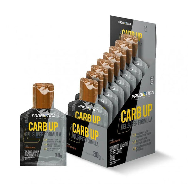CARB UP GEL SUPER FORMULA DISPLAY 10 SACHÊS CHOCOLATE PROBIÓTICA