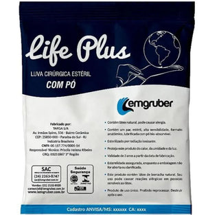 LUVA CIR/ESTERIL C/PO N.8,0 LIFE PLUS LEMGRUBER
