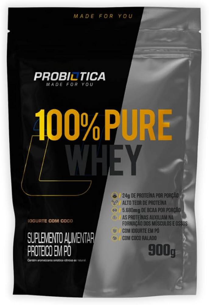 100% PURE WHEY REFIL 900G IOGURTE COM COCO PROBIÓTICA PROBIÓTICA