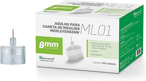 AGULHA P/ CANETA INSULINA 08MM 25X8 31G CX C/100 MEDLEVENSOHN