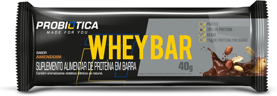 Whey Bar Amendoim 24 un. Probiotica