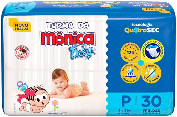 TURMA DA MÔNICA FRALDA JUMBO TAMANHO P C/30 UN