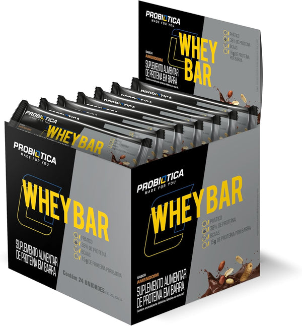 WHEY BAR AMENDOIM 24 UN V01 PROBIÓTICA