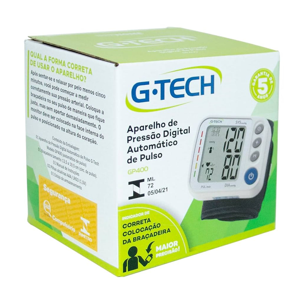 Aparelho de Pressão DIgital Automático de Pulso GP400 G-Tech