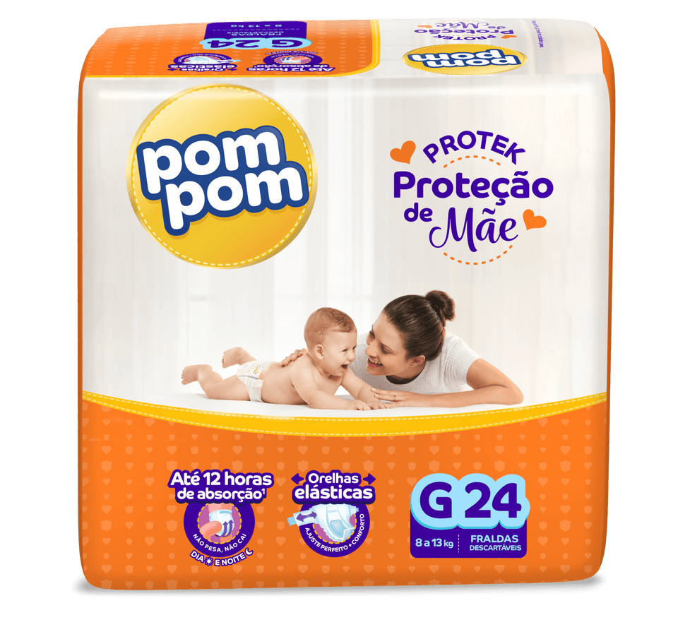 FRALDA POM POM PROTEK PROT MAE JUMBO TAMANHO G C/24 UN