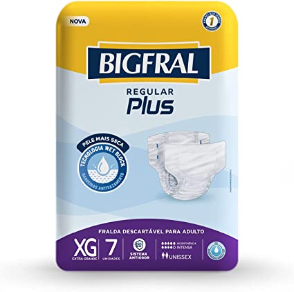 FRALDA GERIATRICA BIGFRAL REGULAR PLUS TAM.XG C/7 UNIDADES