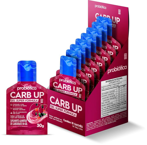 Carb Up Gel Super Fórmula Display 10 Sachês de 30g Açaí c/ Guaraná Probiotica
