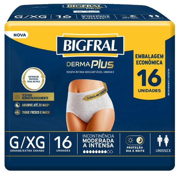 BIGFRAL DERMA PLUS PANTS ROUPA ÍNTIMA TAM.G/XG C/16 UNIDADES