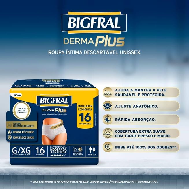 BIGFRAL DERMA PLUS PANTS ROUPA ÍNTIMA TAM.G/XG C/16 UNIDADES