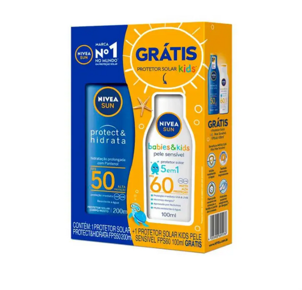 Kit Protetor Solar Sun Hidrata FPS50 + Sun Kids FPS 60 Nivea