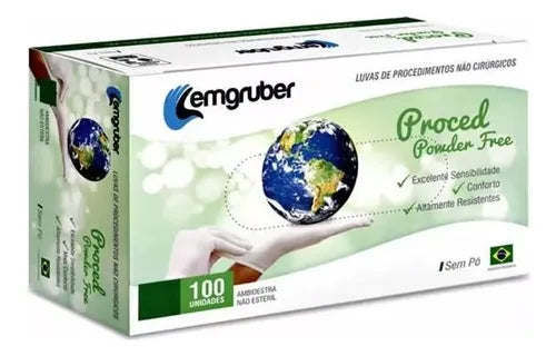 LUVA PROCED. DE LATEX S/ TALCO TAM. P POWDER FREE CX C/100 LEMGRUBER
