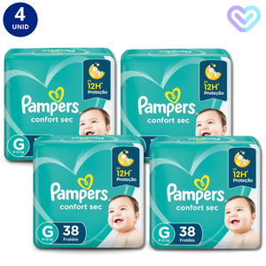 KIT 4X FRALDA PAMPERS CONFORT SEC
