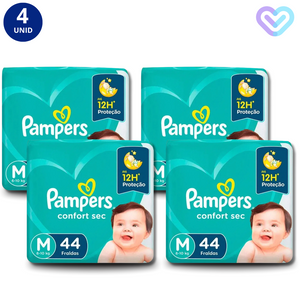 KIT 4X FRALDA PAMPERS CONFORT SEC