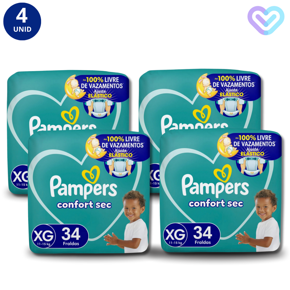 KIT 4X FRALDA PAMPERS CONFORT SEC