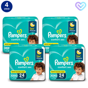 KIT 4X FRALDA PAMPERS CONFORT SEC