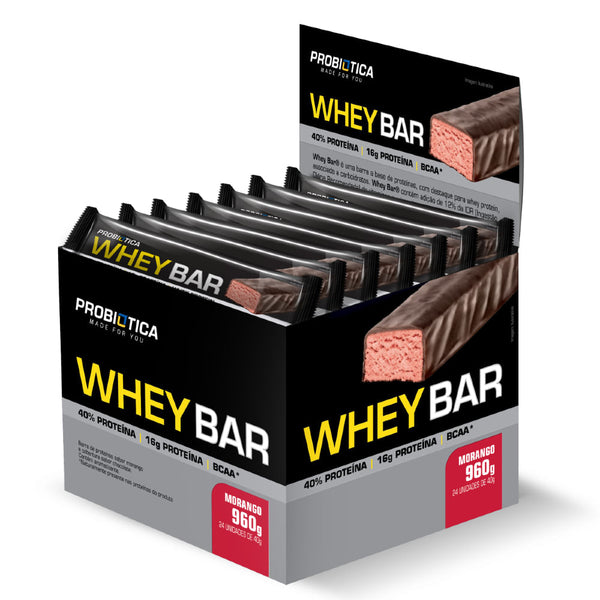 WHEY BAR MORANGO 24 UN V01 PROBIÓTICA