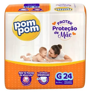 KIT 3X FRALDA POM POM PROTEK PROTEÇÃO DE MÃE JUMBO