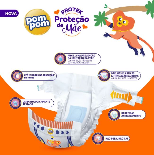 FRALDA POM POM PROTEK PROT MAE JUMBO TAMANHO P C/30UN