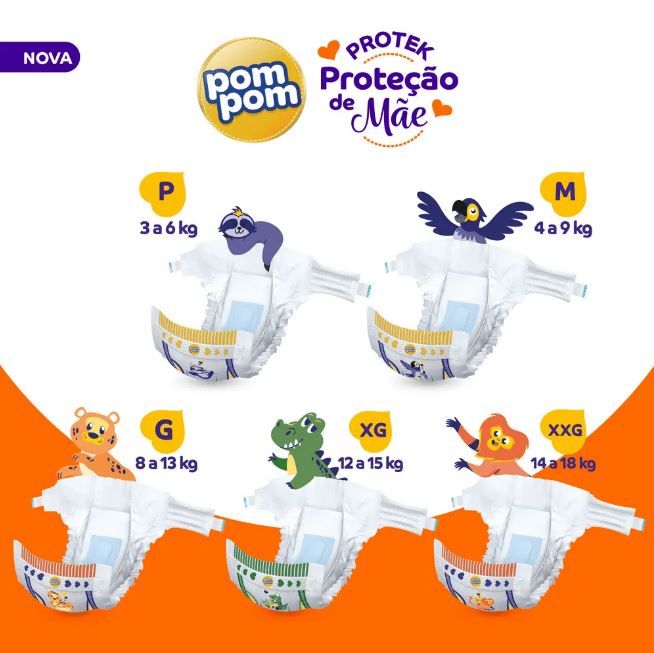 FRALDA POM POM PROTEK PROT MAE JUMBO TAMANHO P C/30UN