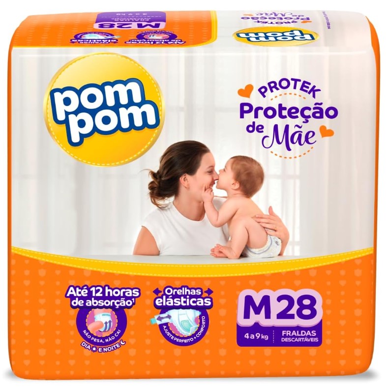 FRALDA DESCARTÁVEL POM POM PROTEK PROTEÇÃO DE MÃE