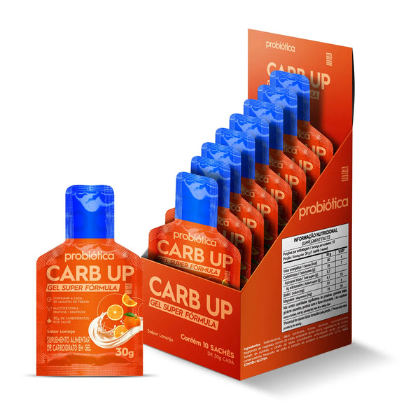 Carb Up Gel Super Fórmula Display 10 Sachês de 30g Laranja Probiotica