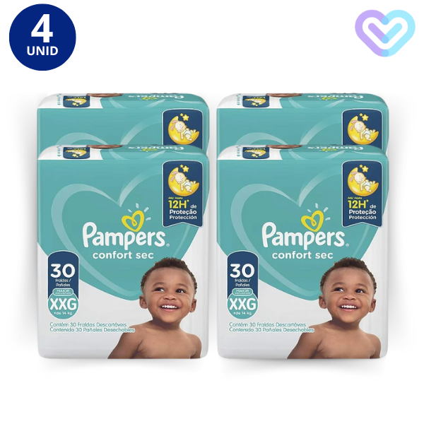 KIT 4X FRALDA PAMPERS CONFORT SEC