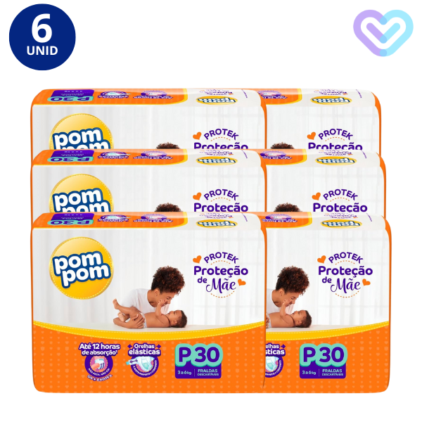 6X FRALDA POM POM PROTEK PROT MAE JUMBO TAMANHO P C/30UN