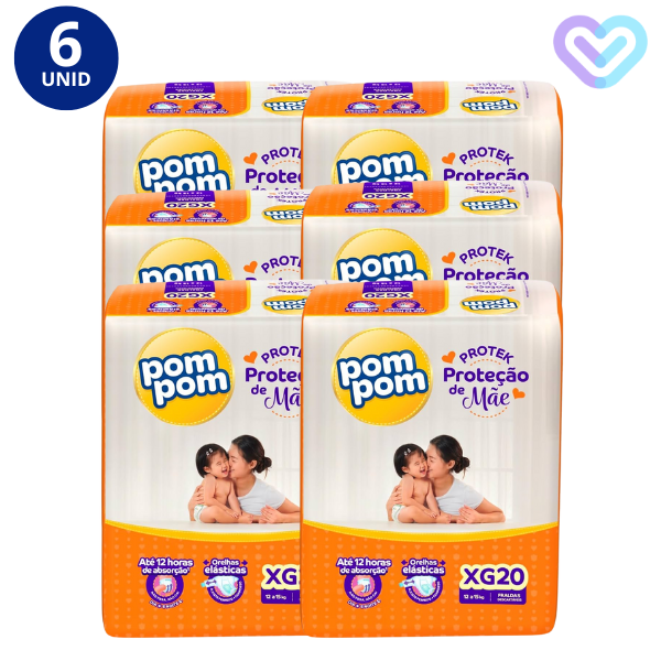 6X FRALDA POM POM PROTEK PROT MAE JUMBO TAMANHO XG C/20UN