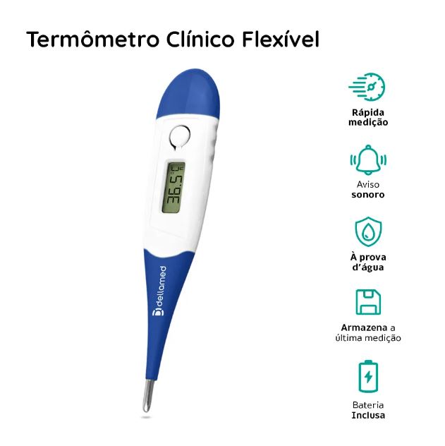 TERMOMETRO CLINICO HASTE FLEXIVEL AZUL DELLAMED