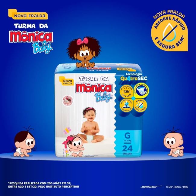TURMA DA MÔNICA FRALDA JUMBO TAMANHO G C/24 UN