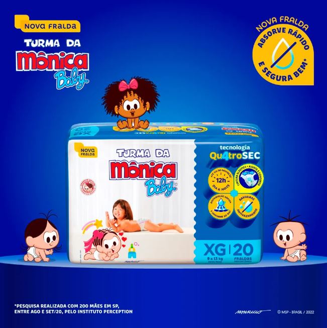 TURMA DA MÔNICA FRALDA JUMBO TAMANHO XG C/20 UN
