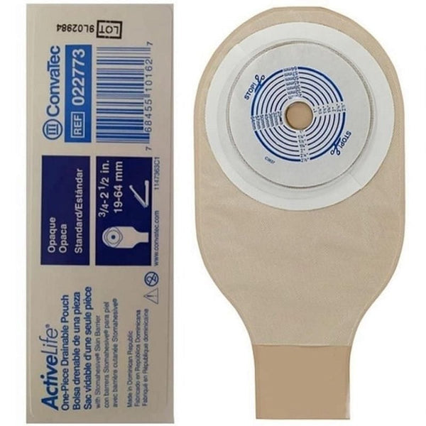 ACTIVE LIFE BOLSA DE COLOSTOMIA DRENAVEL OPACA 19-64MM RECORTAVEL DE UMA PEÇA CONVATEC