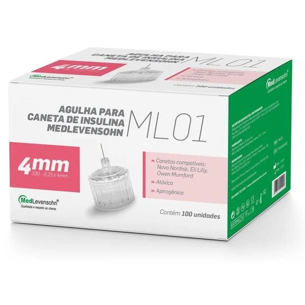 AGULHA P/ CANETA INSULINA 04MM 23X4 32G CX C/100 MEDLEVENSOHN