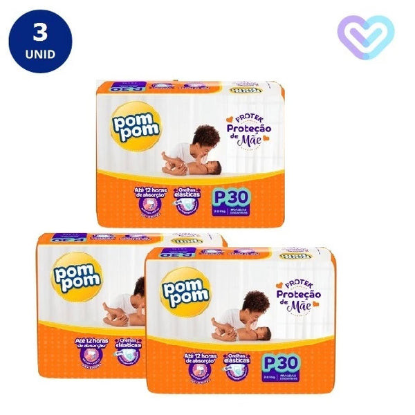 3X FRALDA POM POM PROTEK PROT MAE JUMBO TAMANHO G C/24 UN