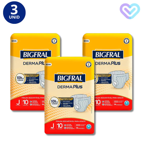 KIT 3X FRALDA DESC. GERIATRICA TAM. JUVENIL PLUS C/10 UN BIGFRAL PLUS