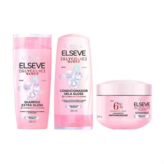 Kit Glycolic Gloss Elseve L'Oréal Paris - Shampoo 200ml + Condicionador 200ml + Creme de Tratamento 300g