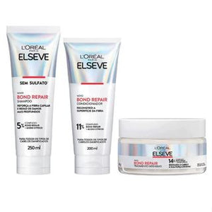 Kit Elseve L'Oréal Paris Bond Repair Shampoo 250ml + Condicionador 200ml + Máscara Tratamento 200g