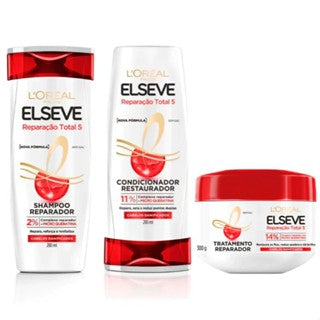 Kit Reparação Total 5 L'Oréal Paris Elseve Shampoo 200ml + Condicionador 200ml + Creme Tratamento 300g