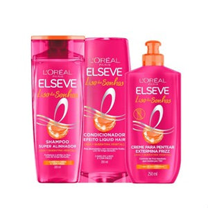 Kit Liso dos Sonhos Elseve L'Oréal Paris - Shampoo 200ml + Condicionador 200ml + Creme para Pentear 250ml