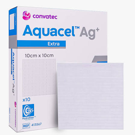 Curativo Aquacel Ag+ Extra c/ Prata 10x10cm (Cx c/10 un) Convatec