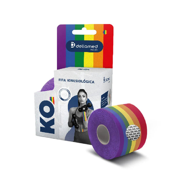 Fita Kinesiológica KO Arco-Íris Rainbow Dellamed