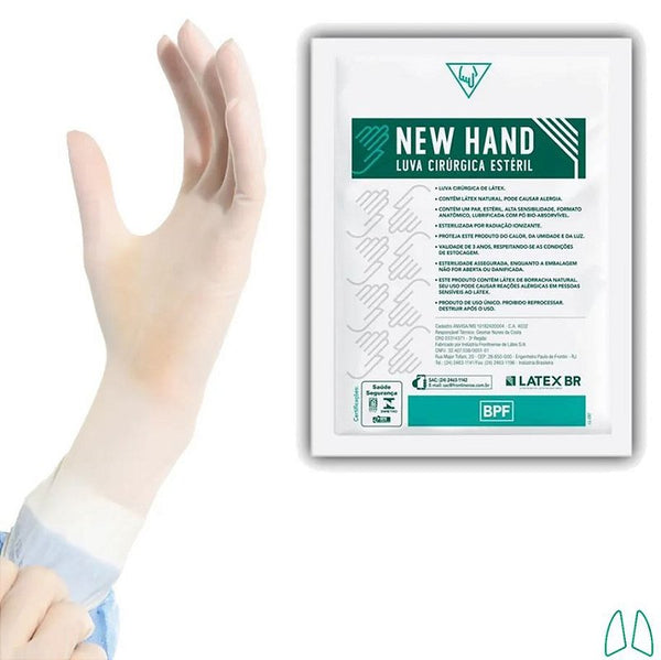 LUVA CIR/ESTERIL C/PO N.8.0 NEW HAND LÁTEX BR