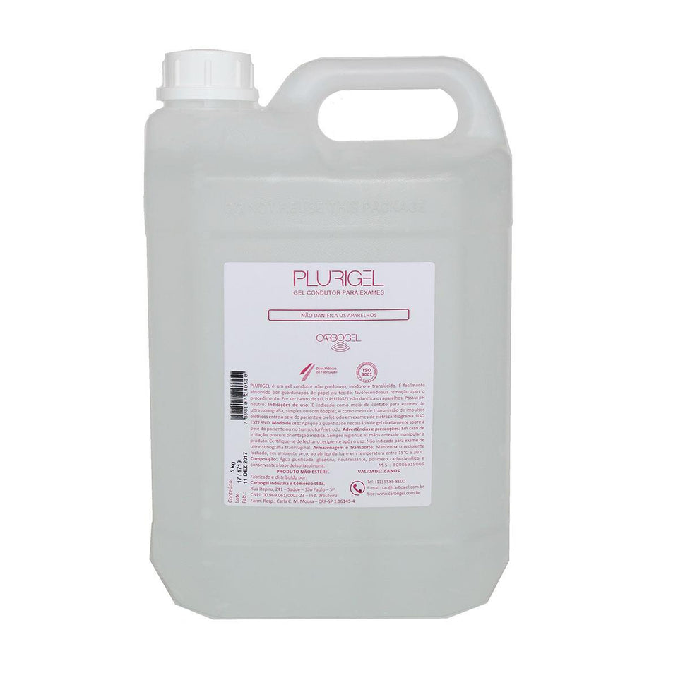 GEL P/ E.C.G E ULTRASSOM GALÃO 5KG TRANSP. PLURIGEL CARBOGEL