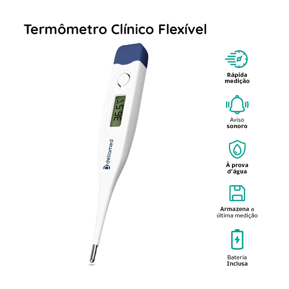 Termômetro Clínico Haste Fixa Azul Dellamed
